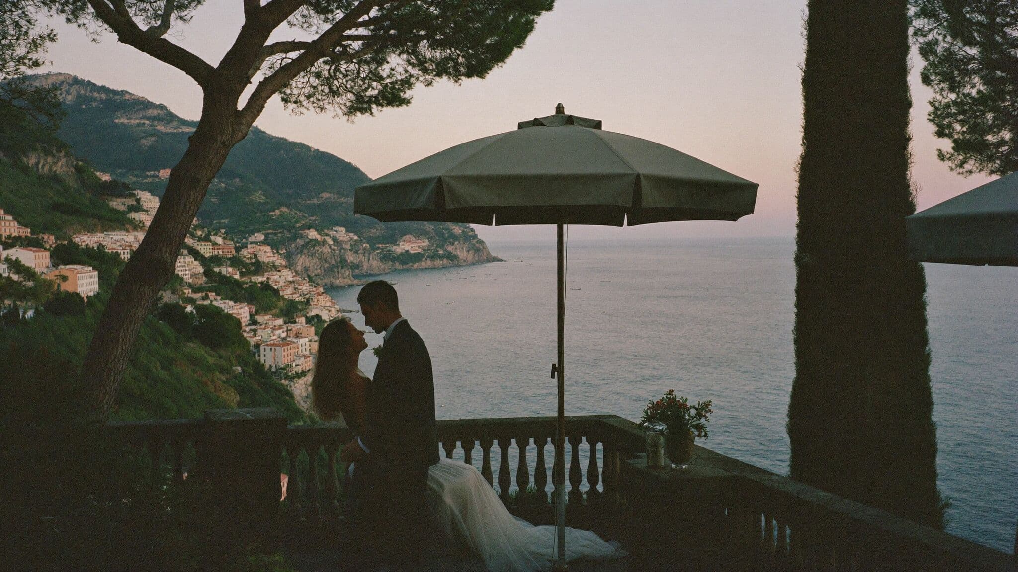 Couple at the Terrace of Infinity in Ravello during their Amalfi Coast elopement